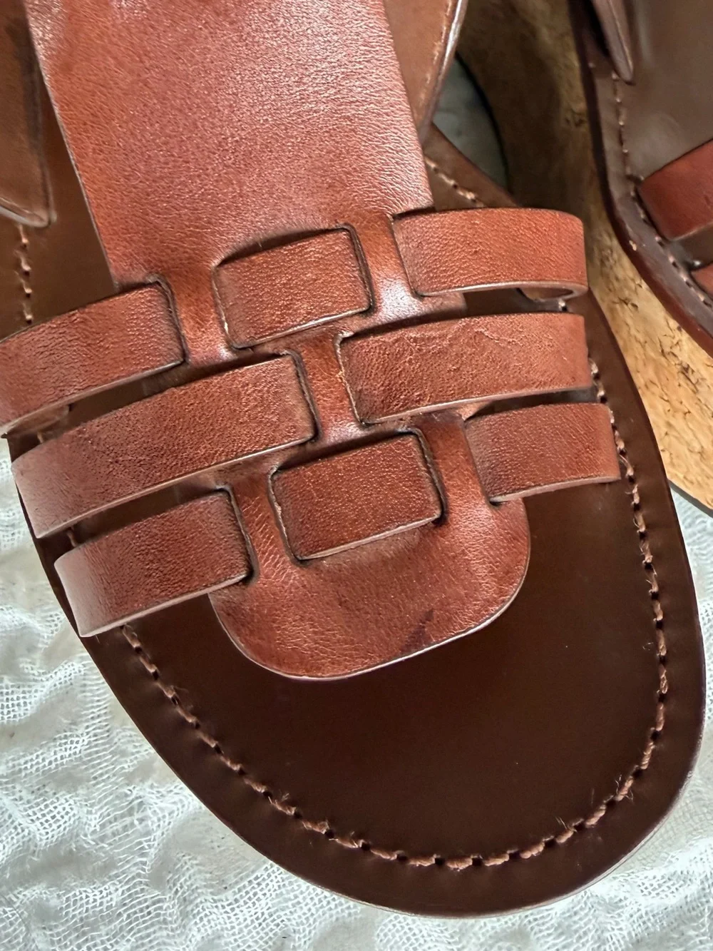 Tory Burch Leather Ace Cork Wedge Sandal Size 8